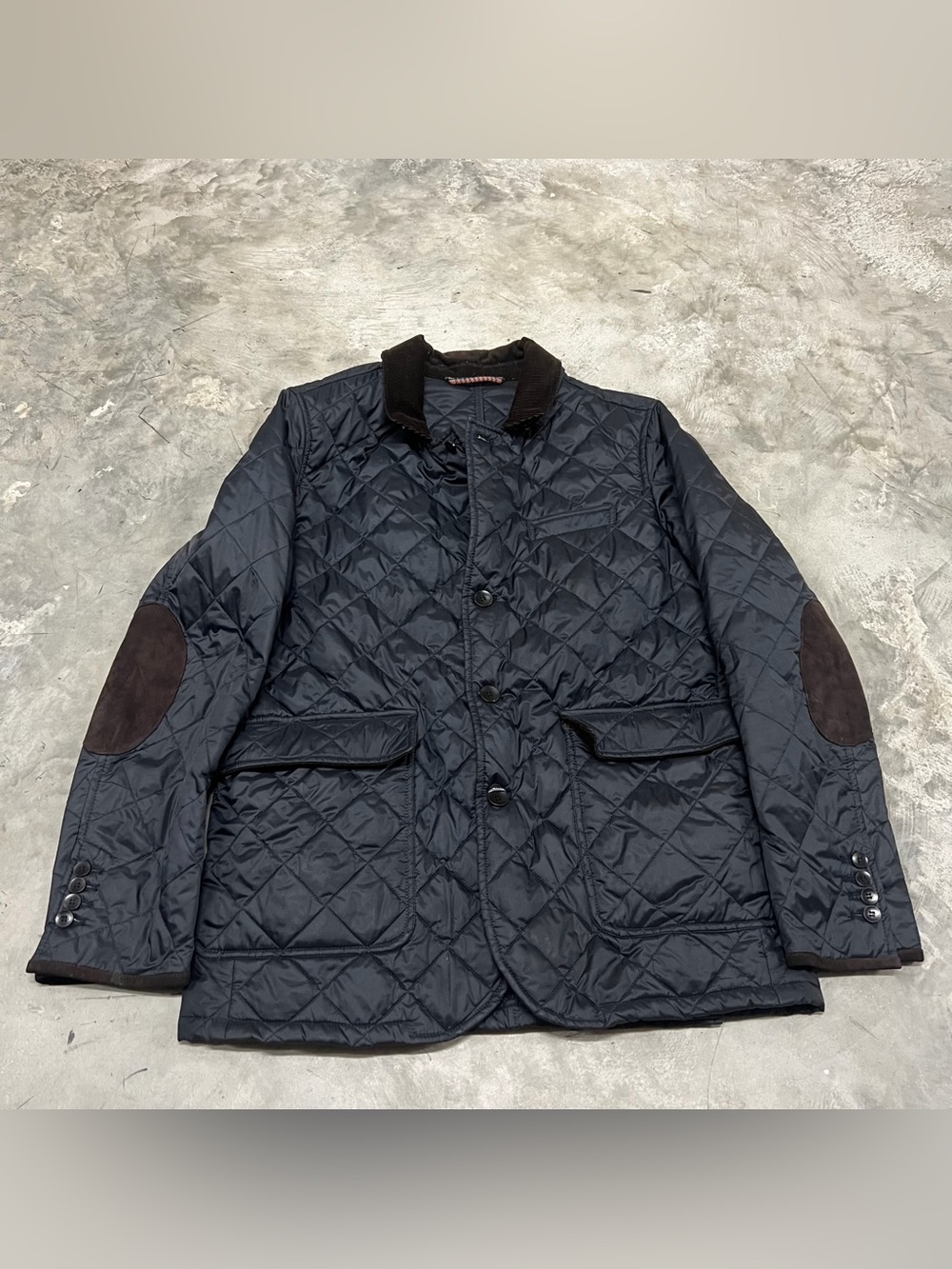 Allen Edmonds Men's Quilted Overcoat Jacket Navy Size Medium Barn Chore